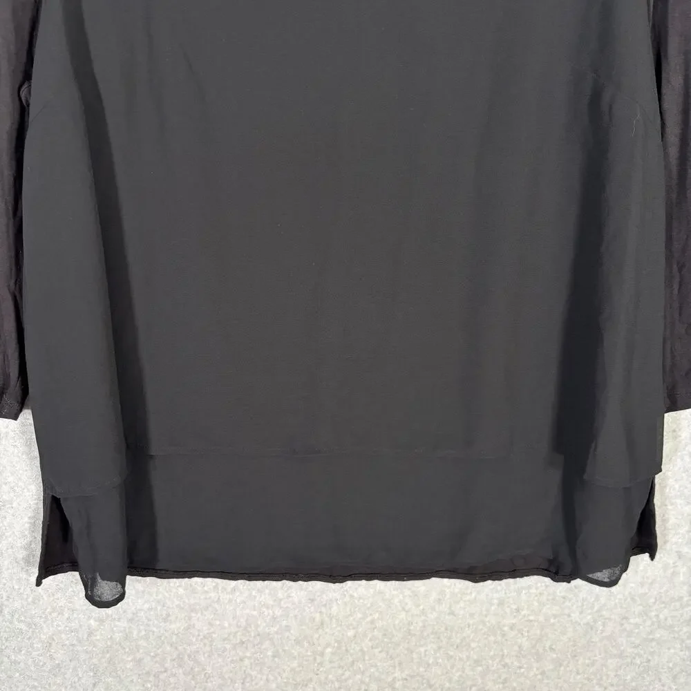 Michael Kors Tunic Top 1X Sheer Stretch Layered‎ Tiered Lagenlook Minimal Artsy